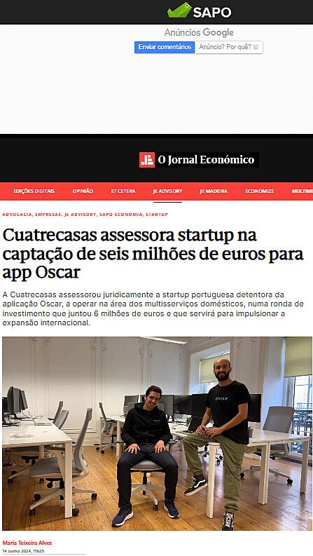 Cuatrecasas assessora startup na captao de seis milhes de euros para app Oscar